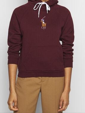 Polo by Ralph Lauren Burgundy Hooded Sweatshirt with Embroidered Pony